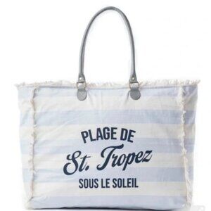 MYRA Saint Tropez Weekender Bag In White & Sky Blue XL🎁🆕⌚🏃💨🚚